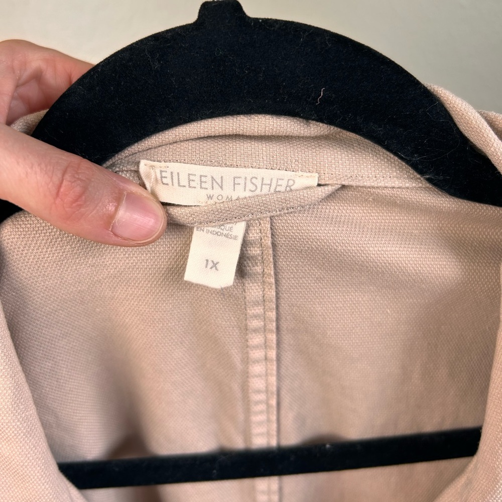 Eileen Fisher Khaki Organic Cotton Hemp Stretch Stand Jacket - Picture 6 of 7